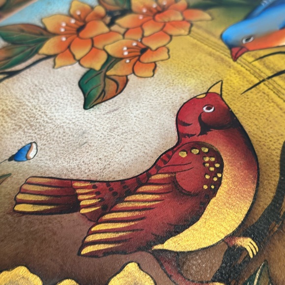 Anuschuka Hand Painted Large Dome Satchel Handbag Love Birds & Florals - Picture 2 of 15